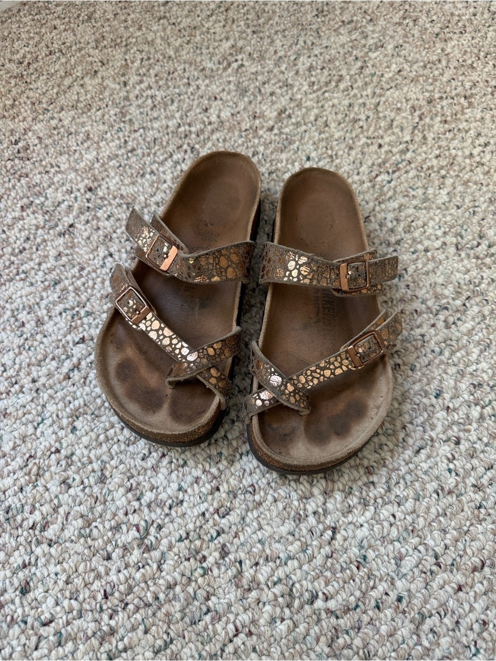 Birkenstock Brown Metallic Sparkle Double-Strap Sandals